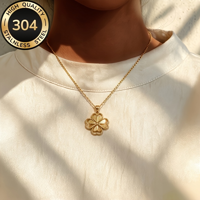 Women's Four Leaf Clover Pendant Necklace, Hypoallergenic Gift